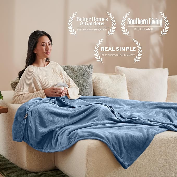 Bare Home Fleece Blanket - King Size - Ultra-Soft Lightweight for Bed, Sofa, and Couch - Luxury Microplush - Cozy Warm Blanket (King, Coronet Blue)