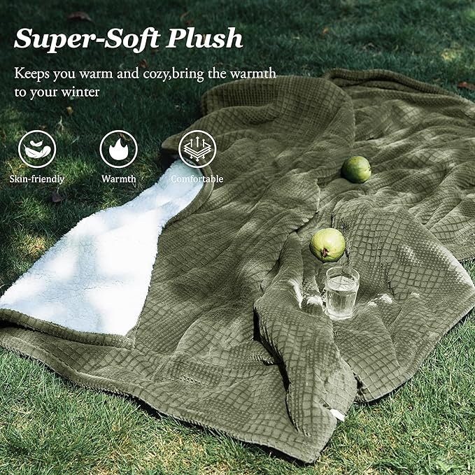 Heated Blanket Electric Blanket Throw 50''X60''-Heating Throw with 9 Heat Settings-2-10 Hours Auto Off,ETL Certified,Machine Washable (Gray Green)