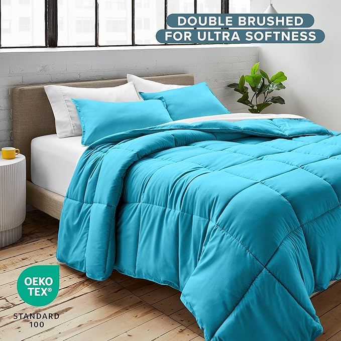 Bare Home Comforter Set - Twin/Twin Extra Long Size - Ultra-Soft - Goose Down Alternative - Premium 1800 Series - All Season Warmth (Twin/Twin XL, Aqua)