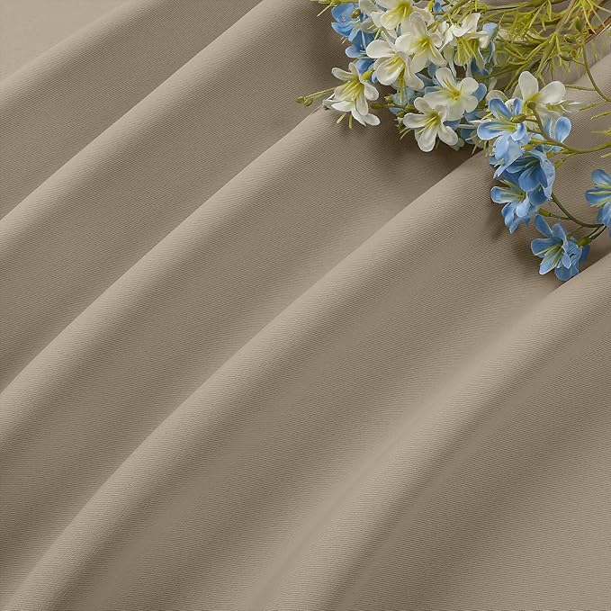 CUCRAF Light Beige Blackout Curtains 96 inch Length 2 Panels Set, Rod Pocket Room Darkening Drapes for Bedroom Living Room, Insulated Thermal Light Blocking Window Curtain (W52 x L96 Inch)