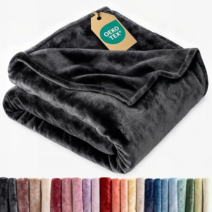 Ultra Soft Fleece Blanket King Size - Flannel Fleece Luxury King Blanket - Lightweight for Couch Bed Chair - Thick, Warm and Breathable - All Season Cozy Fuzzy, Anti-Static Microplush Bedding, Black