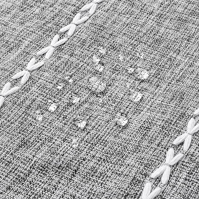 MitoVilla Dark Grey Boho Small Stall Shower Curtain Set 36 x 72, Half Size Narrow Polyester Linen Fabric Shower Curtains for Farmhouse Bathroom Decor, Charcoal Grey