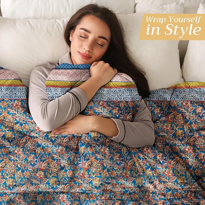 Maison d' Hermine Throw Blanket for Couch Lightweight Soft Warm Breathable Cotton Throw Blankets for Bed Girls Boys Women Men Gifts Sofa Travel Living Room Chair Bedding (60"x80", Kerala)