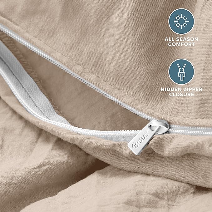 Bare Home Microfiber Duvet Cover Set - Ultra Soft Washed Microfiber - King/California King - Linen-Like Look - Easy Care - Breathable Fabric - Our Softest Duvet Cover Set (King/Cal King, Pebble Beach)