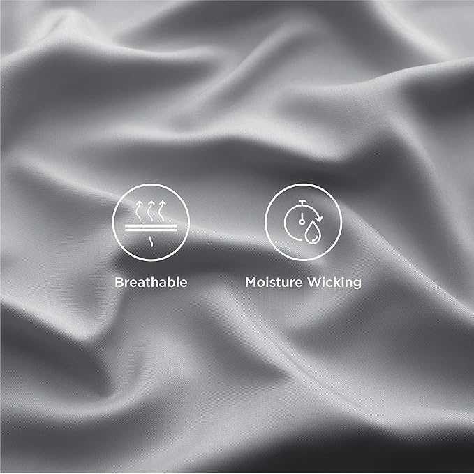 Bedsure Cooling Sheets Twin, Rayon Derived from Bamboo, Cooling Sheets, Breathable & Soft, Deep Pocket Up to 16 Inches, Hotel Luxury Silky Bedding for Hot Sleepers, Silver Grey