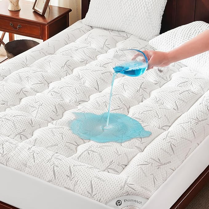 100% Waterproof Twin XL Size Mattress Topper,Thick Pillow Top Mattress Pad，Up to 21 Inch Deep Pocket,Soft Breathable Mattress Pad for Back Pain, Protector Cover(White)