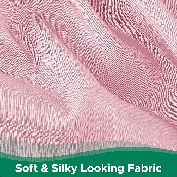 Biscaynebay Wrap Around Bed Skirts for Full & Full XL Beds 15" Drop, Pink Adjustable Elastic Dust Ruffles Easy Fit Wrinkle & Fade Resistant Silky Luxurious Fabric Machine Washable