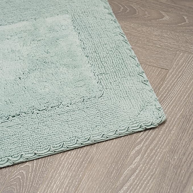 Laura Ashley Ruffle Border Aqua 27"x 45" 100% Cotton Bath Rug