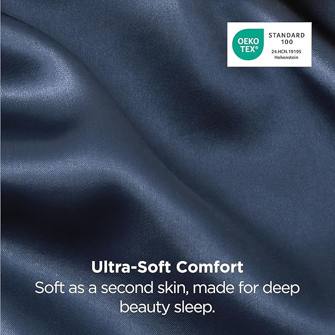 Bedsure Satin Pillowcase 2 Pack Similar to Silk Pillow Cases Standard Size, Pillow Case for Sleeping Women with Envelope Closure, Gifts for Women Men, Blue, 20x26 Inches