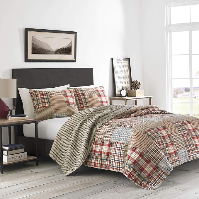 Eddie Bauer - Queen Quilt Set, Reversible Cotton Blend Bedding with Lightweight Feel, 3 Piece Bed Set with Matching Pillowcases (Hawthorne Brown)