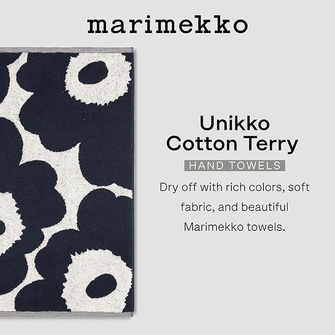 MARIMEKKO Unikko Terry Cotton Hand Towel Floral Patterned Hand Towels - Pink, 28 in x 20 in