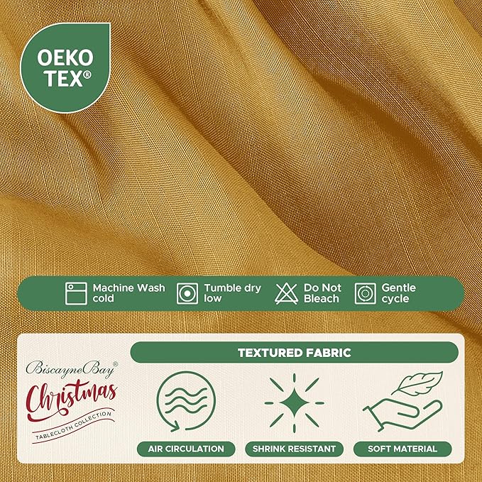 Biscaynebay Wrap Around Bed Skirts for Full & Full XL Beds 15" Drop, Christmas Gold Adjustable Elastic Dust Ruffles Easy Fit Wrinkle & Fade Resistant Silky Luxurious Fabric Machine Washable