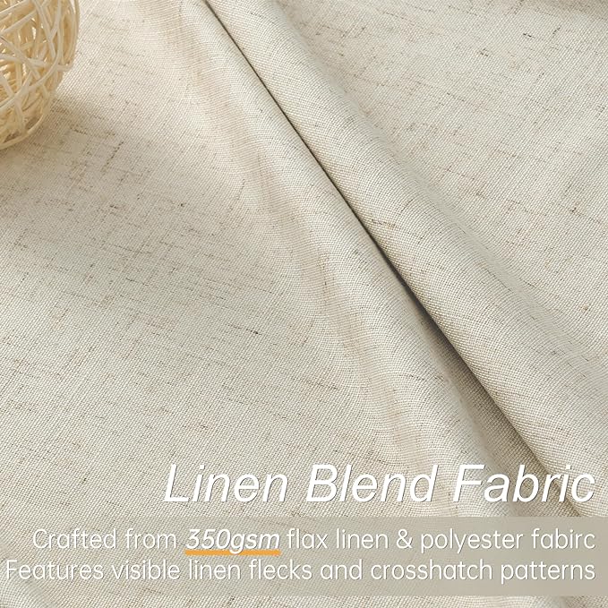 Topfinel 100 Inch Long Tan Black Out Custom Drapery Panels, Burlap Opaque Double Pinch Pleated Window Coverings, Kids Heat Blocking Back Tab Curtains