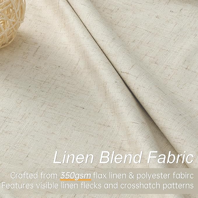 Topfinel 105 Inches Long Custom Black Out Thick Linen Drapery Panels, Ivory Cream Pinch Pleated Heat Reflective Cottage Curtains with Pin Hooks, Luxury Lined Back Tab Drapes 2 Panels for Living Room