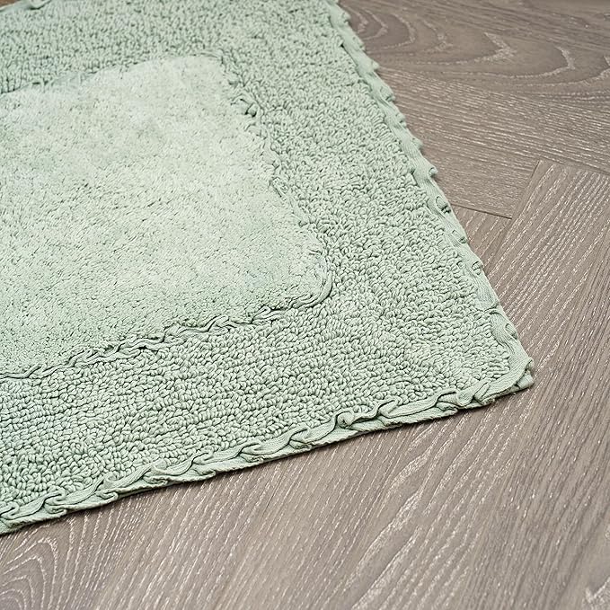 Laura Ashley Ruffle Border Sage Green 27"x 45" 100% Cotton Bath Rug