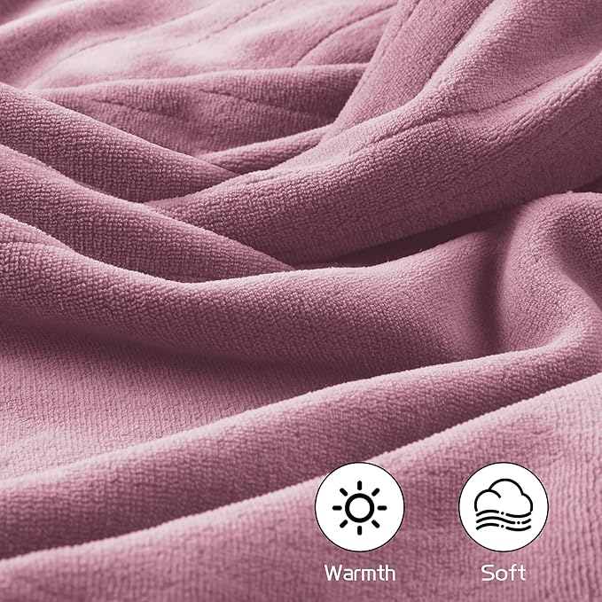 Electric Heated Blanket 50"x60" Throw Size, Soft Coral Fleece with 4 Heating Levels and 3 Hours Auto-Off, Machine Washable, Cozy Plush Fabric for Home, Purple