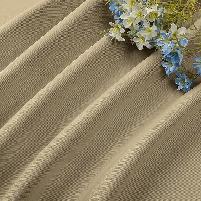 CUCRAF Beige Blackout Curtains 84 inch Length 2 Panels Set, Rod Pocket Room Darkening Drapes for Bedroom Living Room, Insulated Thermal Light Blocking Window Curtain (W52 x L84 Inch)