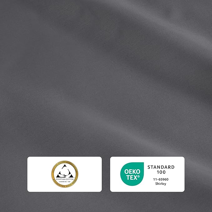IZOD 100% Egyptian Cotton Sheets Set Full Size, Cotton Percale Crisp Sheet Set 4Pc, Lightweight & Deep Pocket fits Upto 17", Long-Staple Soft Combed, Hotel Style Luxury Bedding Sheet - Carbon Steel