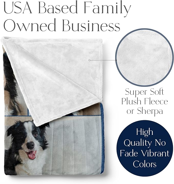 Ships Next Day, Custom Blanket with Picture - Printed in USA, Personalized Photo Blanket (Sherpa – 50x60)