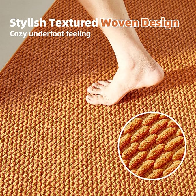 Large Bathroom Rugs Non Slip Washable Bath Rugs Super Absorbent Bathroom Rug Thin Quick Dry Low Pile Bath Mats, Orange 36"x60"