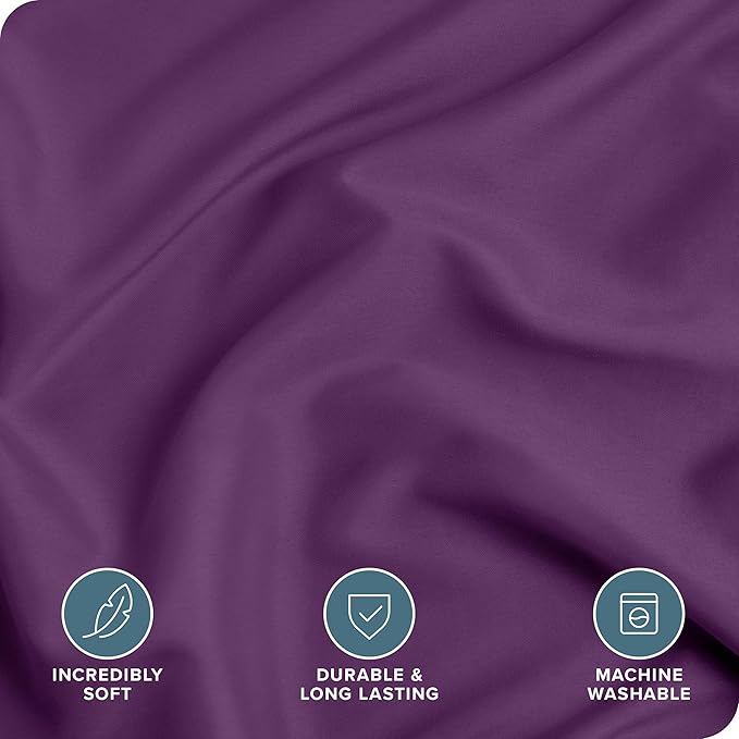 Bare Home Bedding Duvet Cover Queen Size - Premium 1800 Super Soft Collection - Lightweight, Cooling Duvet Cover - Soft Breathable Bedding (Queen, Plum)