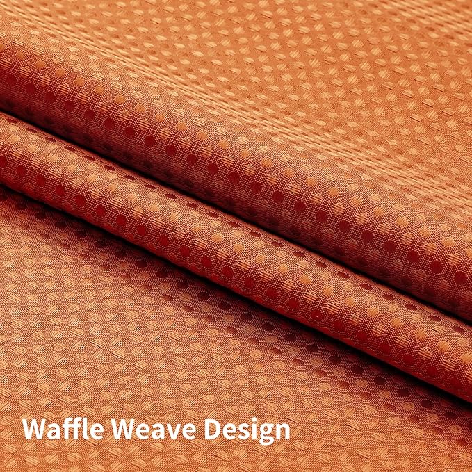 No Hook Shower Curtain with Snap in Fabric Liner, Waffle Weave Heavy Duty Thick Shower Curtains with Mesh Top Window, Hotel Style Waterproof Bathroom Curtain Set, 72 x 75 Inch, Burnt Orange
