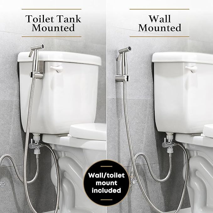 Purrfectzone 2 Pack Bidet Sprayer for Toilet, Handheld Bedet Shower Kit, Easy-to-Install Toilet Bidet Shattaf, Hand Held Stainless Steel Bedet with Adjustable Flow, Handheld Cloth Diaper Set