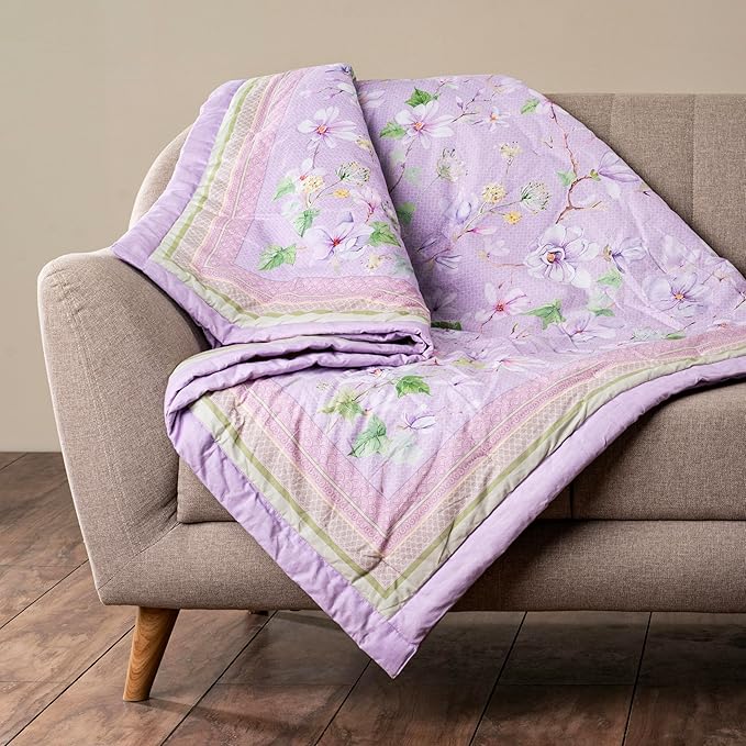 Maison d' Hermine Throw Blanket for Couch Lightweight Soft Warm Breathable Cotton Throw Blankets for Bed Girls Boys Women Men Gifts Sofa Travel Living Room Chair Bedding (50"x60", Magnolia Mornings)