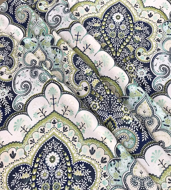 Serafina Home Hotel Quality Fabric Bathroom Shower Curtain: Floral Paisley Moroccan Damask (72 x 70 inches)