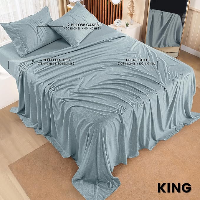 Utopia Bedding King Sheet Set – 4 Piece Bed Sheets for King Size Bed, Soft and Breathable Microfiber, Includes 1 Fitted Sheet, 1 Flat Sheet and 2 Pillowcases (Heather Grey)