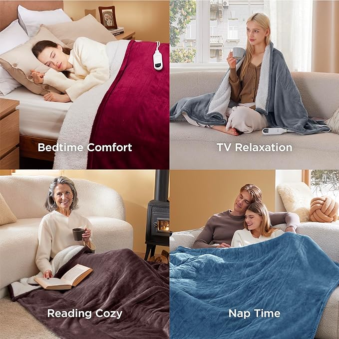 Bedsure Electric Blanket Twin - Soft Flannel Heated Blanket Twin Size, GentleSoft Fast Heating with 10 Time Settings & 6 Heat Settings, Warm Gift for Grandma (62x84 inches, Purple)