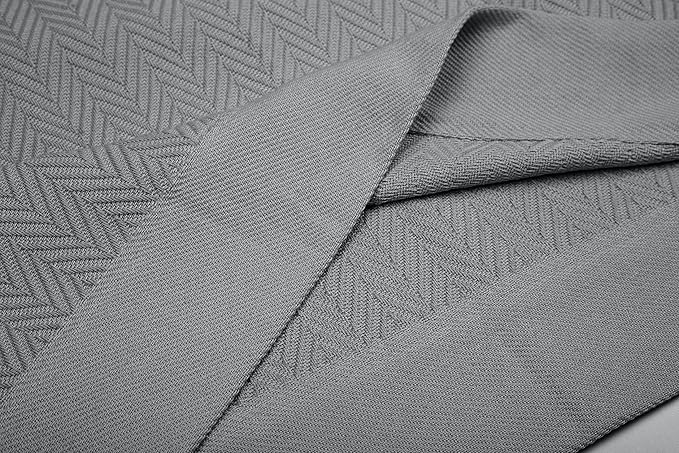 Threadmill Luxury Cotton Blankets for Twin Size Bed | All-Season 100% Cotton Twin Blanket for Bed | Herringbone Soft & Cozy Fall Thermal Blanket, 350GSM, 68x92 inches | Dark Grey