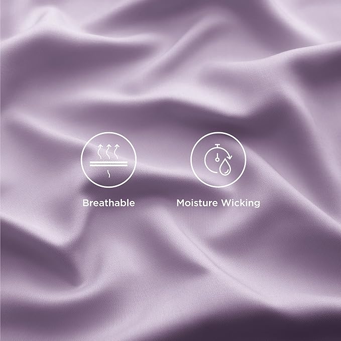 Bedsure Cooling Sheets Twin XL, Rayon Derived from Bamboo, Breathable & Soft Twin XL Sheet Sets, Deep Pocket Up to 16 Inches, Hotel Luxury Silky Dorm Bedding for Hot Sleepers, Lilac