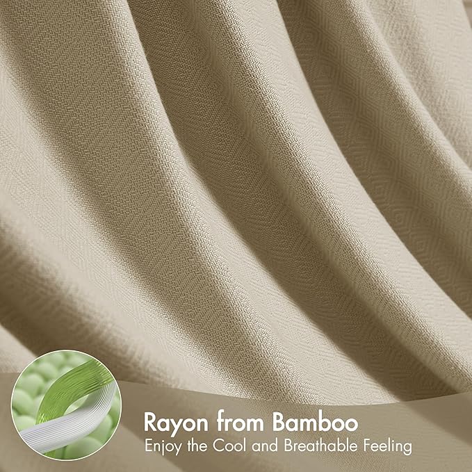 Madison Park Twin Size Blanket, 70% Rayon Bamboo-Based, 30% Cotton, Breathable for Hot Sleepers Menopause, Ultra Soft and Snag-Resistant, Summer Blanket for Bed or Couch, Twin 66"x90", Khaki