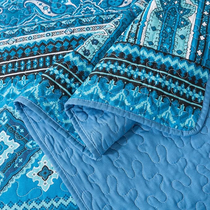 BEDIFANY Cotton Queen Quilt Sets, Lightweight Boho Queen Size Quilt Bedding Set with 2 Pillow Shams for Bed Decorations, Reversible Quilted Bedspread Coverlets for All Seasons
