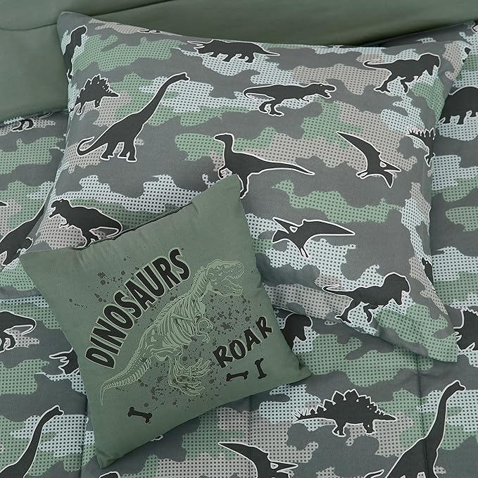 Twin Comforter Set for Boys-3 Pieces Glow in The Dark Dinosaur Twin XL Bedding Set with 1 Comforter, 1 Decor Pillow, 1 Pillow Sham