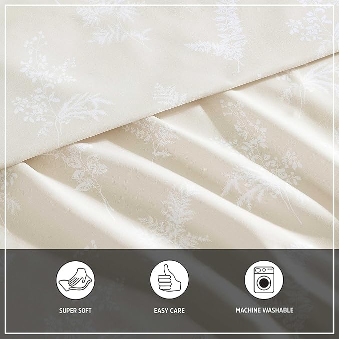 Wrangler - Queen Bed Sheets, Ultra-Soft & Lightweight Bedding with Matching Pillowcases, Lightweight Bed Set for All Season Comfort, Oeko-Tex Certified (Foliage Beige)