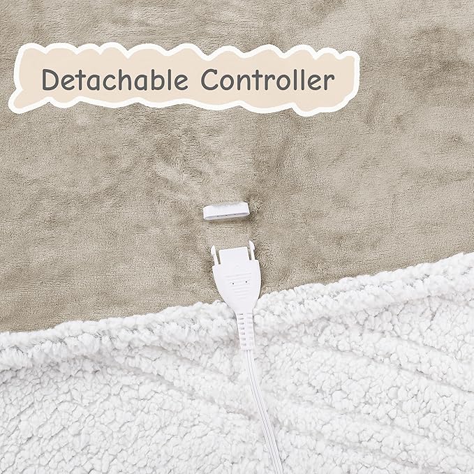 Electric Heated Blanket Full Size 72"x84", Soft Flannel with Overheat Protection, 6 Adjustable Heat Settings & 10-Hour Auto-Off Timer, Fast Heating for Winter Comfort, Camel