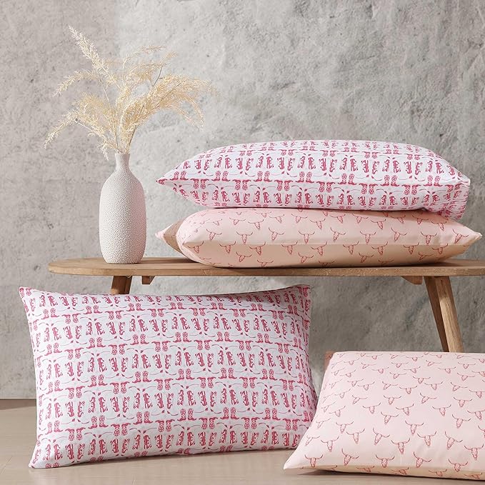 Wrangler - Twin Bed Sheets, Ultra-Soft & Lightweight Bedding with Matching Pillowcase, Lightweight Bed Set for All Season Comfort, Oeko-Tex Certified (Knockin Boots Pink)
