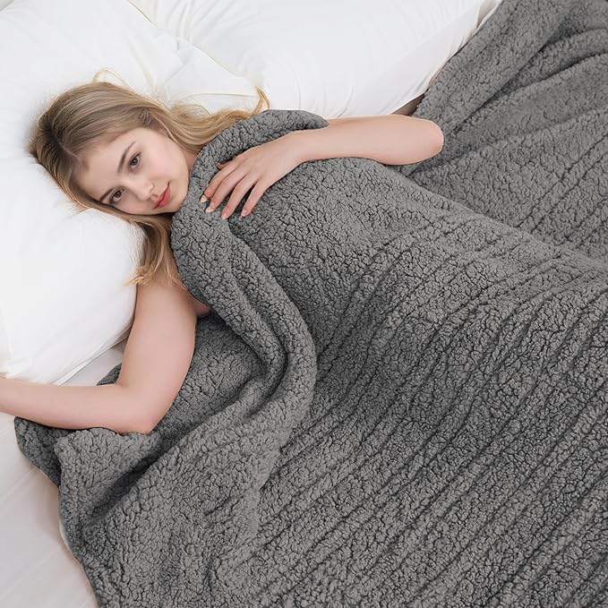 Electric Heated Blanket 6 Heating Settings & 1-10H Auto Off Full 72×84 Double Sided Plush Sherpa Ultra-Soft Warm Thick, Machine Washable, Fast Heating, Home Office Light Gray