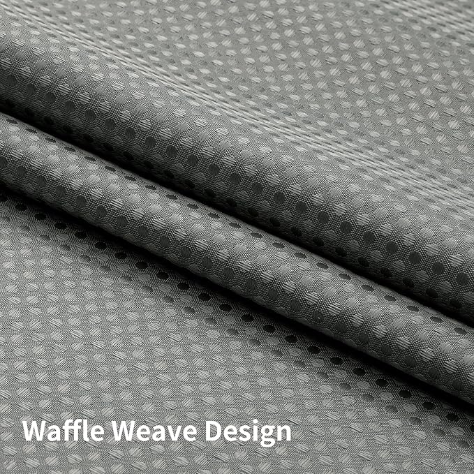 Colorful Star No Hook Shower Curtain with Snap in Fabric Liner, Waffle Weave Heavy Duty Thick Shower Curtains with Mesh Top Window, Hotel Style Waterproof Bathroom Curtain Set, 72 x 81 Inch, Grey