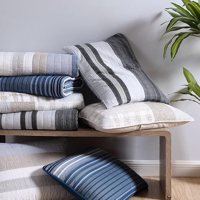 Nautica - Queen Quilt Set, Cotton Reversible Bedding with Matching Shams, Bedding Set for All Seasons (Tideway Tan/Grey, Queen)