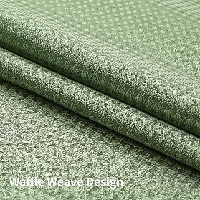 Colorful Star No Hook Shower Curtain with Snap in Fabric Liner, Waffle Weave Heavy Duty Thick Shower Curtains with Mesh Top Window, Hotel Style Waterproof Bathroom Curtain Set, 72'' x 81'', Sage Green
