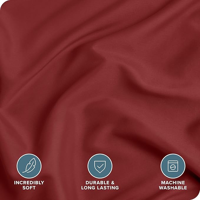 Bare Home Bedding Duvet Cover California King Size - Premium 1800 Super Soft Collection - Lightweight, Cooling - Soft Breathable Bedding Duvet Cover (Cal King, Rosewood)
