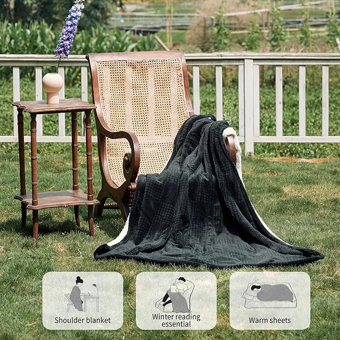 Heated Blanket Electric Blanket Throw 50''X60''-Heating Blanket with 9 Heat Settings-2-10 Hours Auto Off,ETL Certified,Machine Washable (Black)