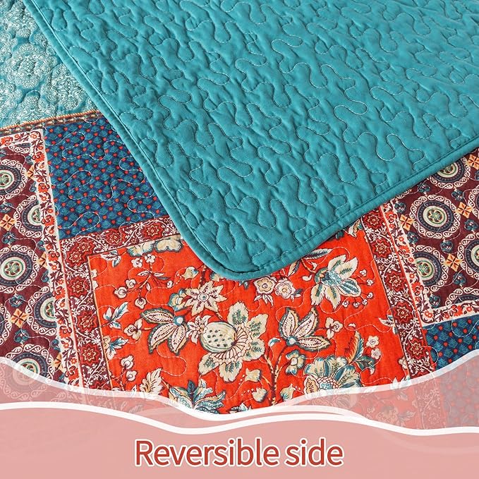 BEDIFANY Cotton Queen Size Quilt Sets, Soft Lightweight Bedspread Queen Size Soft Farmhouse Queen Queen Bedding Sets for Bed Decorations for All Seasons, 3 Pieces