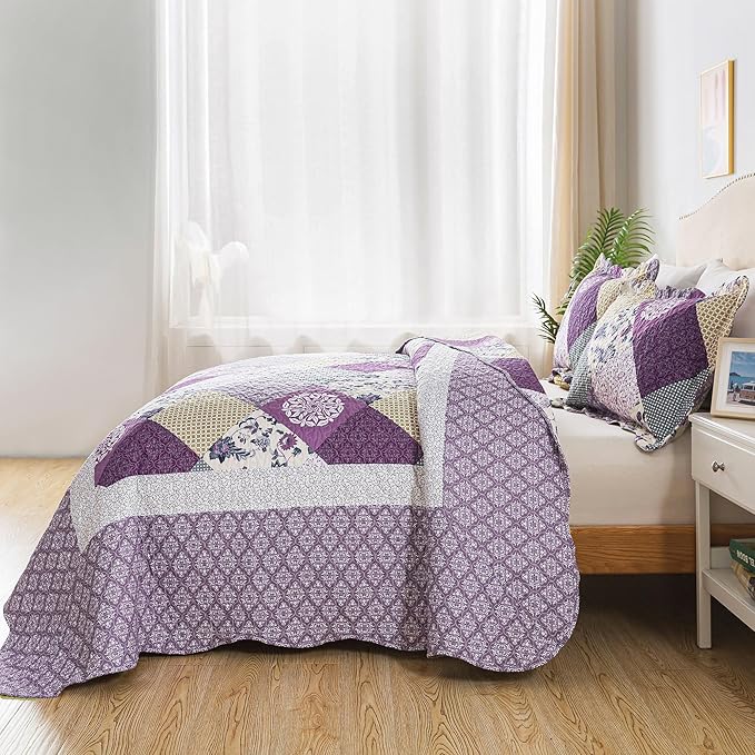 HoneiLife Oversized King Bedspreads 120x120-3 Pcs California King Quilt, Extra Large Quilt Sets Oversized King Quilts,Rustic Bedding Sets King Size,Lightweight Coverlet Microfiber Bed Quilts