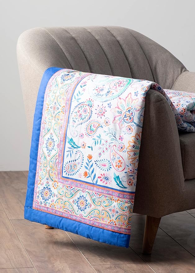 Maison d' Hermine Throw Blanket for Couch Lightweight Soft Warm Breathable Cotton Throw Blankets for Bed Girls Boys Women Men Gifts Sofa Travel Living Room Chair Bedding (50"x60", Indian Floral)