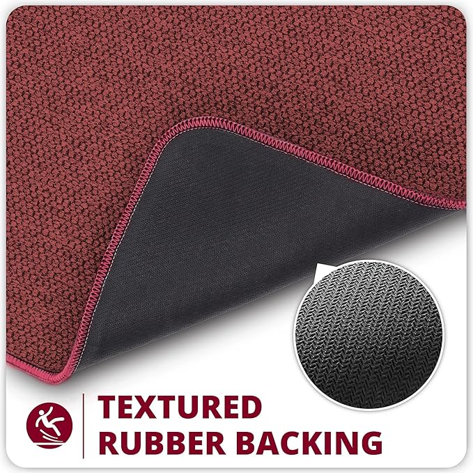 Christmas Bath Mat,Ultra Thin Bathroom Runner Rugs,Large Bath Mats for Bathroom,Quick Dry,Non-Slip,Machine Washable,Low Pile,Bath Rug,Shower Outside,Sink,Home Decor Accessories.Red,2'x5'（24x60inch）
