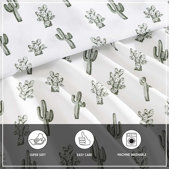 Wrangler - King Bed Sheets, Ultra-Soft & Lightweight Bedding with Matching Pillowcases, Lightweight Bed Set for All Season Comfort, Oeko-Tex Certified (Cacti Green)